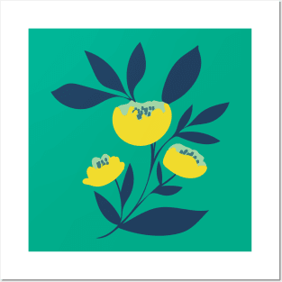 Bold and bright yellow peony flower Posters and Art